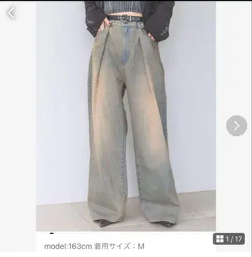 JEANASiS 턱 데님 와이드 팬츠 라이트 블루 S