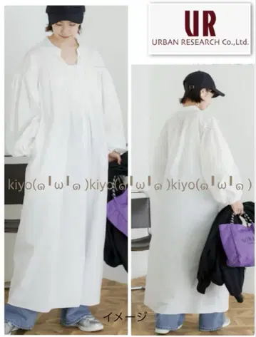 어반 리서치 사다리 레이스 셔츠 원피스 화이트 2023AW