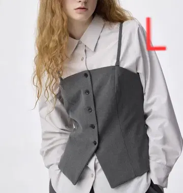 GU 프론트 버튼 뷔스티에 다크 그레이 L 택 포함 새상품