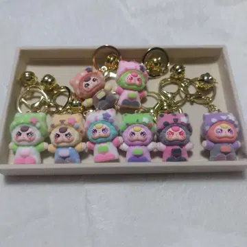 BabyThree 도트 캣 모자 마스코트 키링 8개 세트