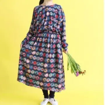 샹브르 드 샴므 씨앗과 꽃 원피스 롱 프린트