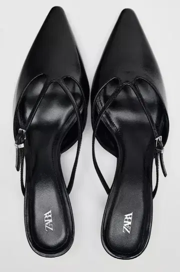 ZARA 가죽 하이힐 뮬 38