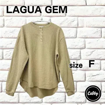 LAGUA GEM 와플 헨리넥 오버 사이즈 티셔츠