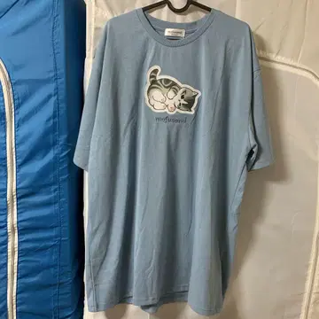 새상품 T셔츠 5L 모프 샌드 누워있는 하치와레 새끼 고양이 와펜 반팔