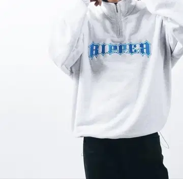 RIPPER 지퍼 달린 오버 사이즈 맨투맨 그레이