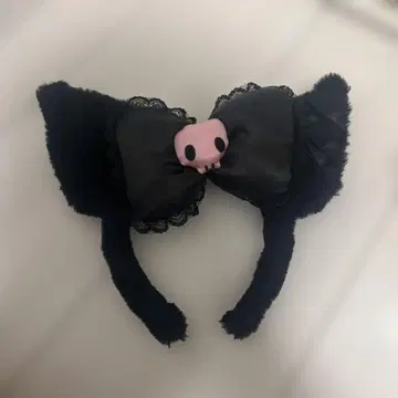 쿠로미 블랙 귀 달린 머리띠 스컬 디자인