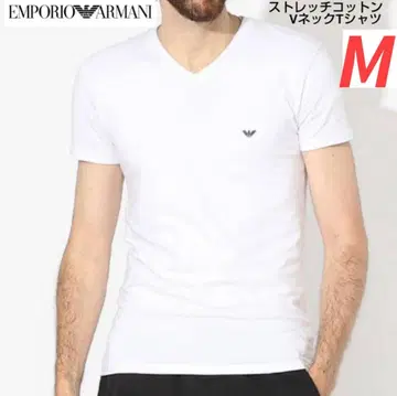 EMPORIO ARMANI 스트레치 코튼 V넥 T셔츠 M 화이트