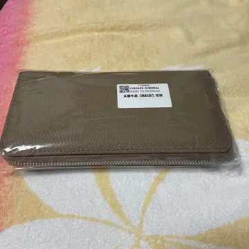 미사용 새상품 소가죽 베이지 지퍼 달린 접이식 지갑