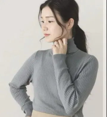 [BEAMS] 와이드 리브 터틀넥 니트