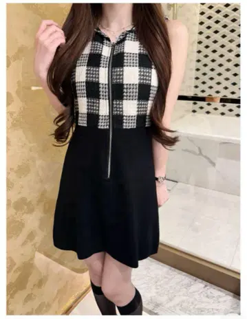 Lumignon Candy check panel zip dress