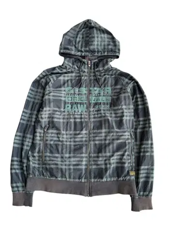 front design check pattern hooded jacket