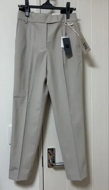 플라스테 테이퍼드 팬츠 린넨 블렌드 M 베이지