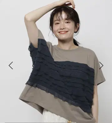 니코앤드 프릴 메쉬 프렌치 풀오버 모카 L