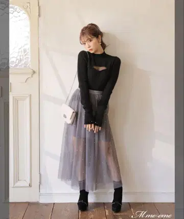 Bijou tulle long skirt m me eme 엠미에메