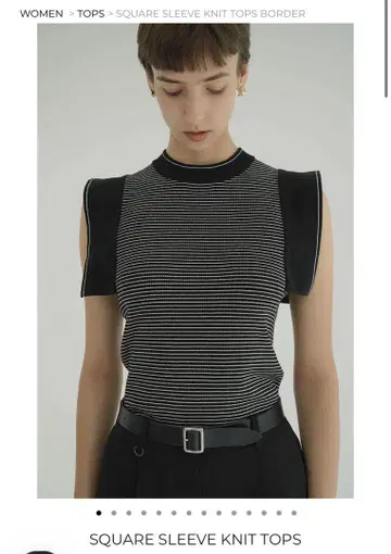 CLANE SQUARE SLEEVE KNIT TOPS 보더 사이즈 1