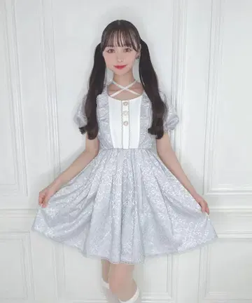 Honey Cinnamon 스퀘어 넥 자카드 원피스