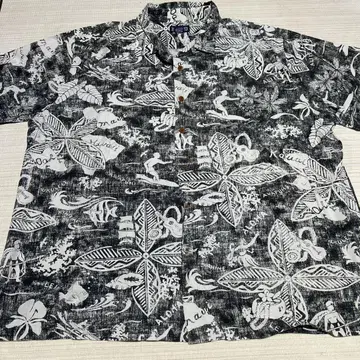 알로하 셔츠 LANDS END 랜드스 엔드 화이트 블랙 서핑