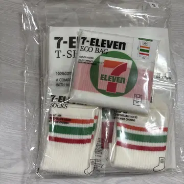 (미개봉) 세븐일레븐 당선품 T셔츠 양말 에코백 세트