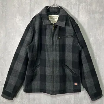 레어 Dickies 옴브레 충전솜 워크 자켓 쇼트 기장 블랙 M 체크