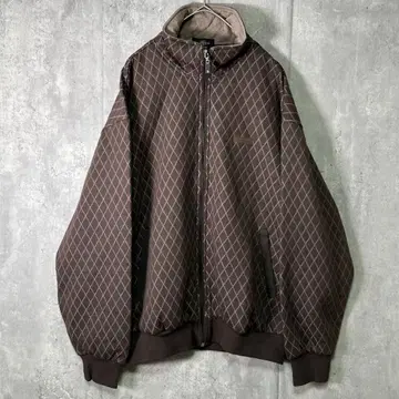 데드스탁 맨투맨 블루종 올 패턴 체크 브라운