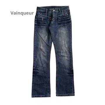 Vainqueur 데님 팬츠 스트레이트 라인 허리 미 실루엣