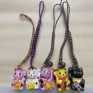 컬러풀한 마네키네코 스트랩 5개 세트