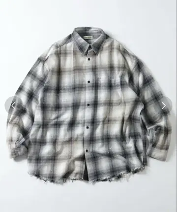 FREAK'S STORE 릴랙스핏 블리치 가공 옴브레 체크 셔츠