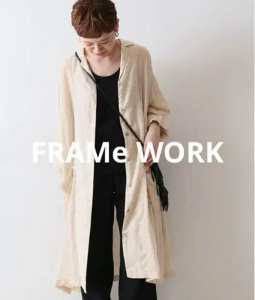 프레임워크 시어 셔츠 원피스 베이지 코튼 FREE