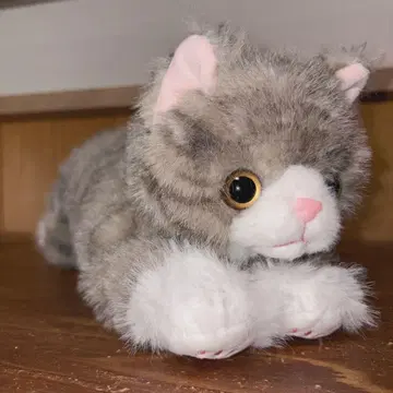 [ 새상품 ] 고양이 봉제 인형 브라운 화이트