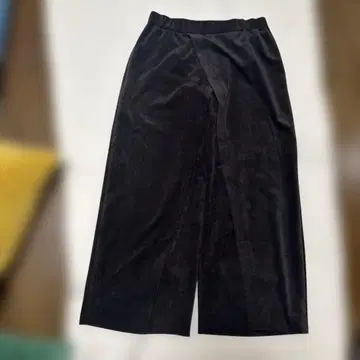 블랙 벨벳 스타일 랩 팬츠