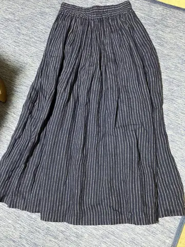 fog linen work 개더 스커트 스트라이프