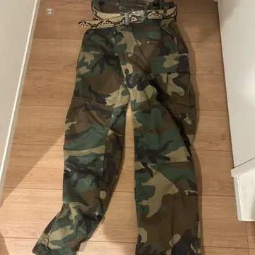 카모플라쥬 카고 팬츠 벨트 포함