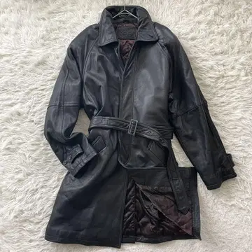 스탠드 칼라 천연 가죽 롱 가죽 코트 자켓