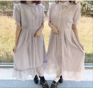 프릴 리본 시어 롱 OP