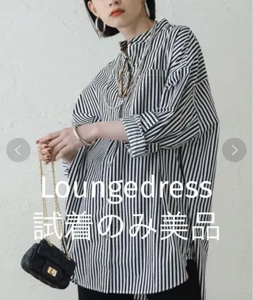 시착만 한 상품 새상품급 Loungedress 밴드 카라 스트라이프 셔츠