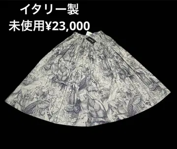 타카시마야 구매 이탈리아제 새와 보태니컬 무늬 턱 스커트