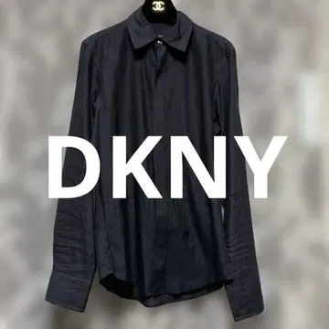 DKNY 다나카란뉴욕 고급 실크 퍼플 네이비 긴팔 셔츠