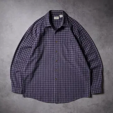 00s L.L.Bean 체크 셔츠 긴팔 셔츠 네이비