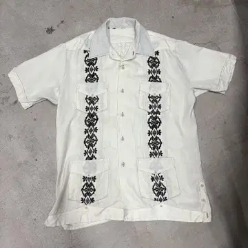 쿠바 셔츠 화이트 블랙