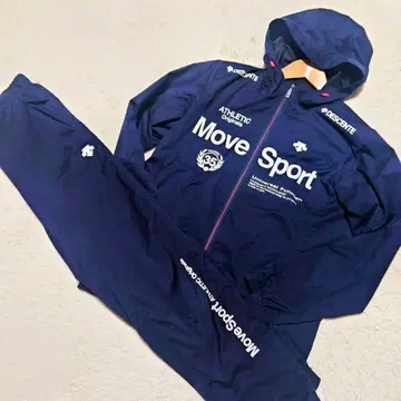 [ 레어 ] Move Sport 데상트 저리 셋업 후드티 네이비