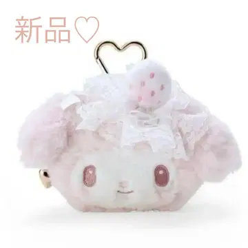 [ 새상품 레어 ] 산리오 마이멜로디 화이트 딸기 티타임 페이스형 파우치