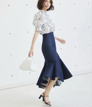 SNIDEL 하이웨스트 데님 머메이드 스커트 M