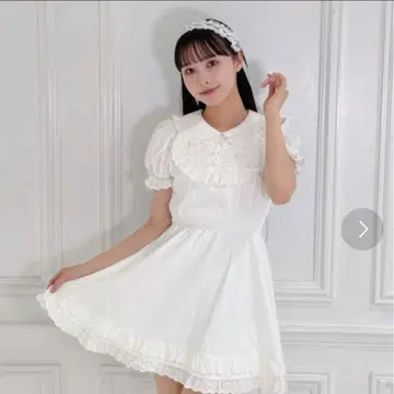 사다리 리본 코튼 프릴 원피스 허니 시나몬