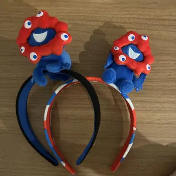 캐릭터 머리띠 빨간색 파랑 화이트