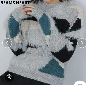 빔즈하트 카모플라쥬 패턴 니트 울 혼방 BEAMS HEART
