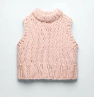 ZARA 알파카 울 니트 베스트 M 핑크