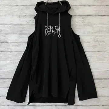 REFLEM 커팅 체인 후드티 블랙