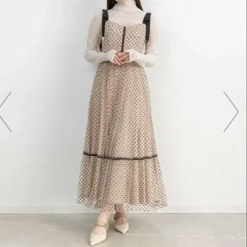RANDA 하트 튤 롱 원피스 0 BEIGE