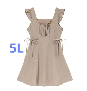 [유메텐보] 사이드 리본 프릴 미니 점프수트 원피스 라떼 베이지 5L