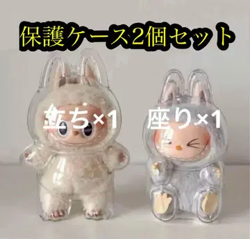 Labubu 러브러브 클리어 보호 케이스 2개 세트